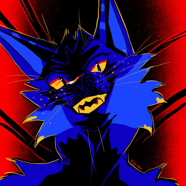 catboy grinning in the dark.