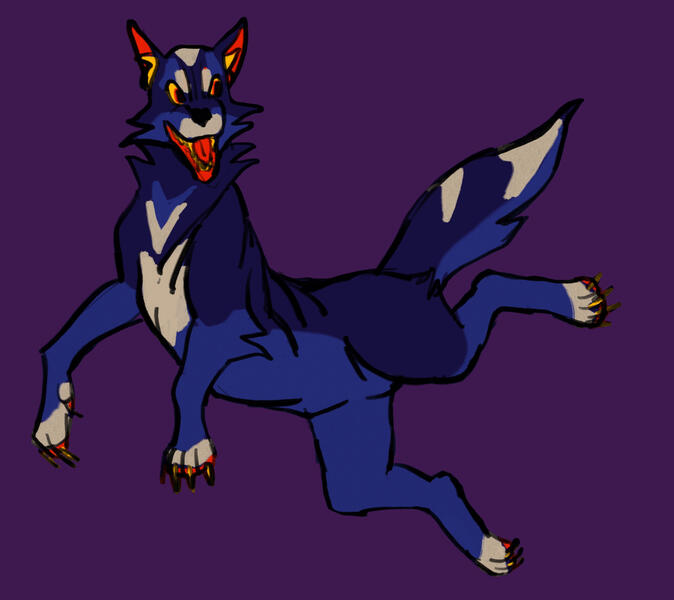 wolf twisting its body in the air
