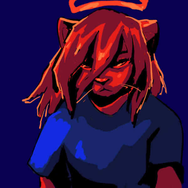 catboy marching forward with bloody determination